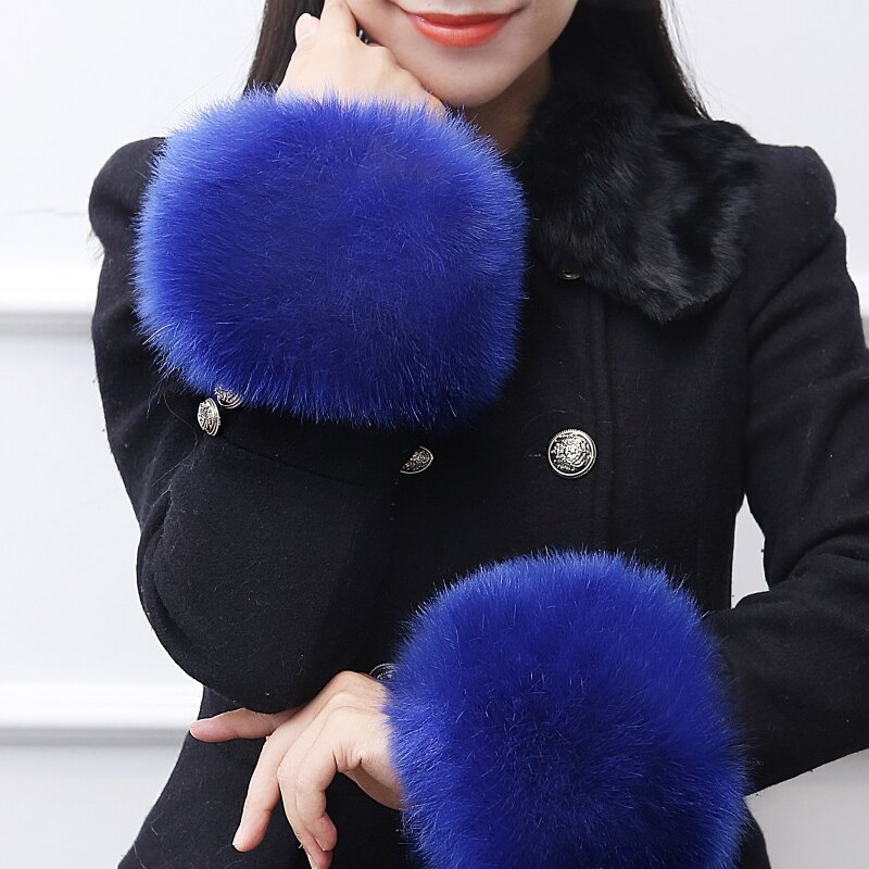 Manchettes élastiques en fausse fourrure pour femme, accessoires de vêtements chauds d&#39;hiver en peluche: 08