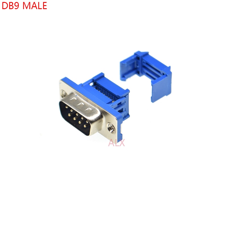 5Pcs DIDC9 DB9 Mannelijke Seriële Poort Connector Idc Crimp Type D-Sub RS232 Com Connectors 9pin Plug 9P Adapter Voor Lint Kabel Draad