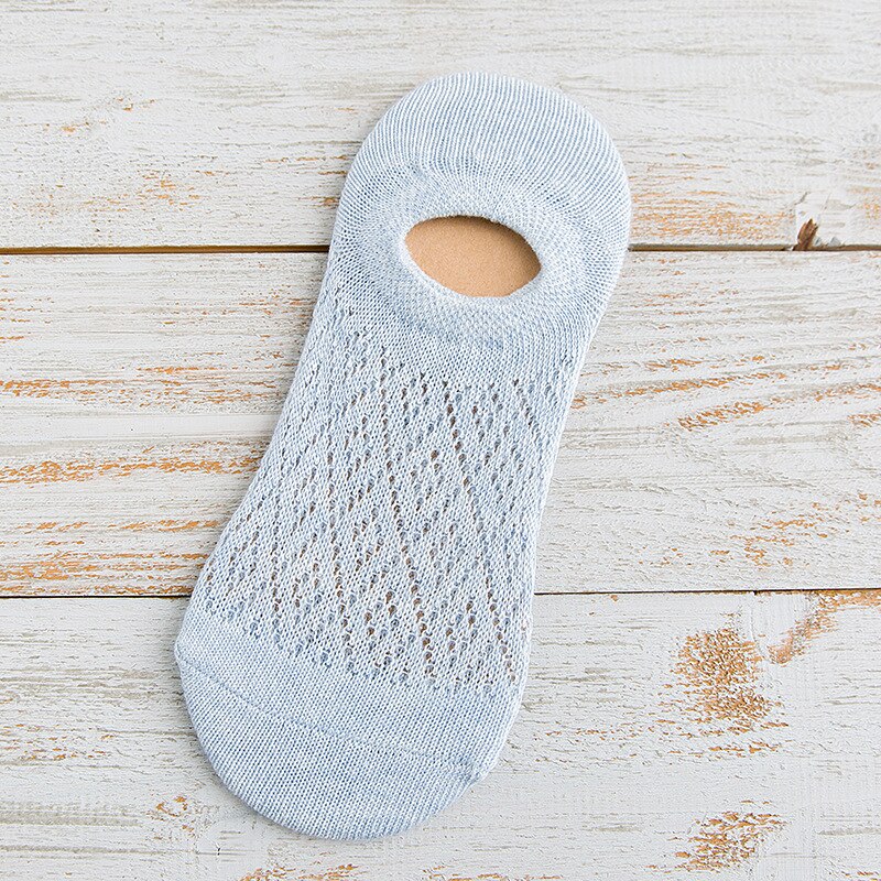 Damessokken 1 paar zomersokken zomer effen kleur holle dames zachte en schattige sokken dames mesh dunne sokken: Blauw