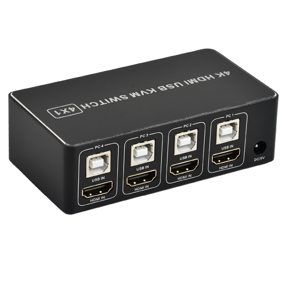 4 port 4K HDMI KVM Switch splitter box USB HDMI 1.4 KVM Switcher selector control up to 4 monitors for mac os. windows 10