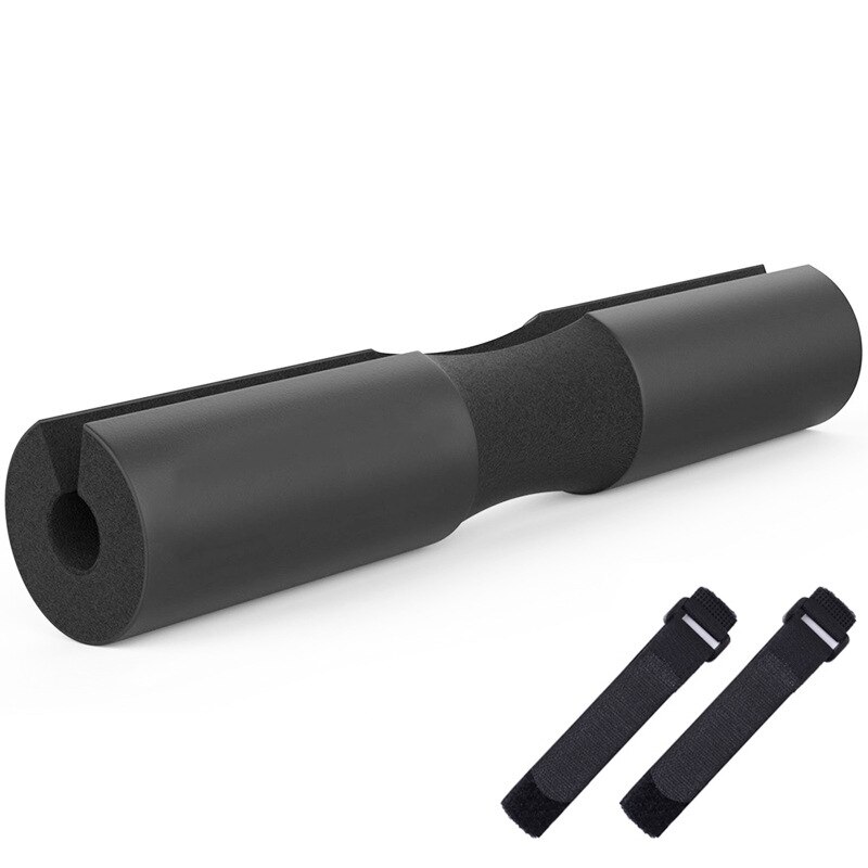 Vægtstangspude squat pad bar pad hofte stød pude til skulder nakke støtte vægtløftning glute bridge gym vægt udstyr: Sort og stropper