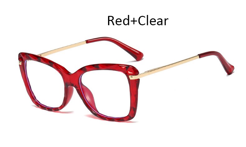 Anti Blauw Licht Bril Transparante Vierkante Optische Computer Bril Vrouwen Blauw Licht Big Frame Clear Cat Eye Vrouwen 'S: Red Clear