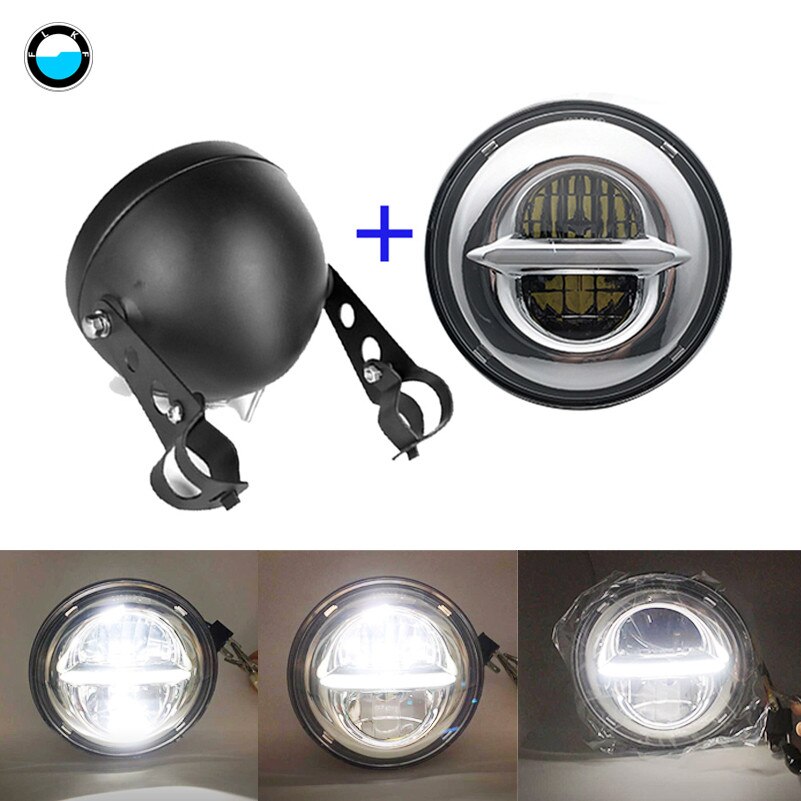 5.75" Round Headlamp 5-3/4 Inch LED Headlight DRL For Softail Dyna And Sportster Models.: Ivory