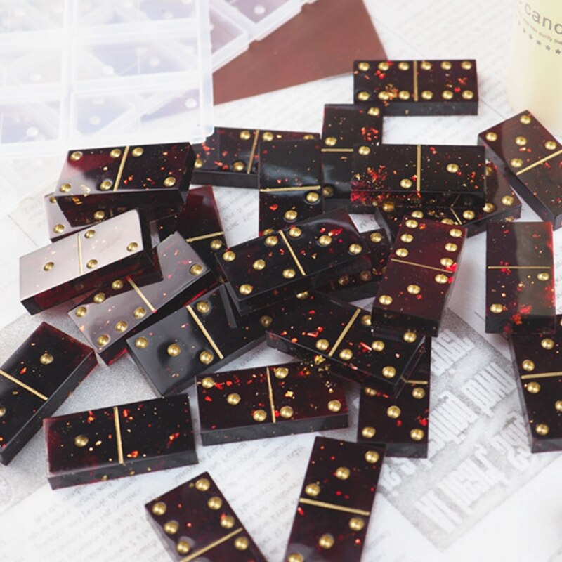 Crystal Epoxy Resin Game Mold DIY Making Tools Dominoes Casting Silicone Mould Christmas Year Decorations