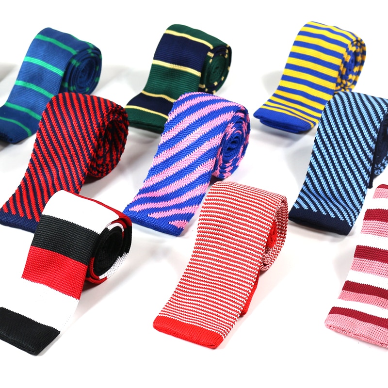 Newest Striped Knitted Mens ties Polyester Knit necktie for men Party Business Brand Handmade Neck Tie