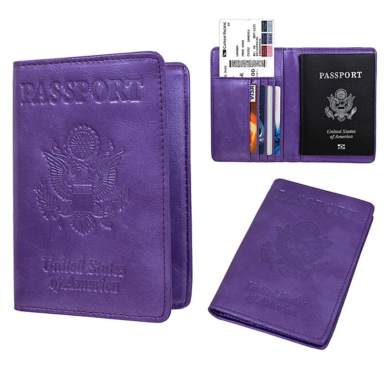 Funda para pasaporte de cuero sintético para hombre y mujer, organizador de tarjetas de identificación, sólido, para documentos de viaje, de 612 a 60: X