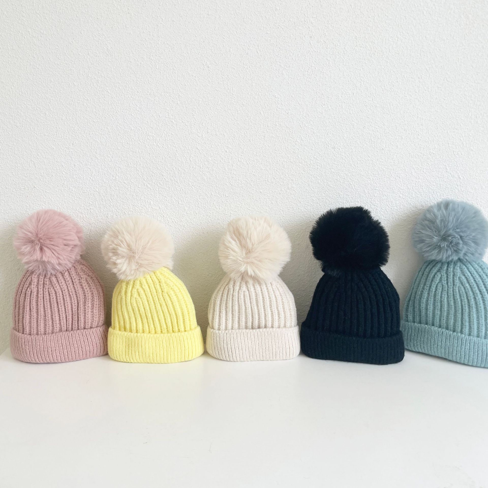 baby jente lue søt pompong baby lokk lue høst vinter varm strikket låve jente luer fast hårball strikk låve caps panser