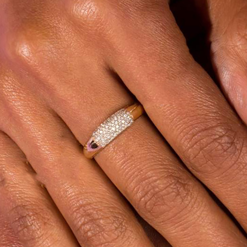 Anillo de circón helado de Color dorado a juego para mujer, anillos INS delicados apilables de tendencia, accesorios de joyería de , para niñas R731: 9 / Verde