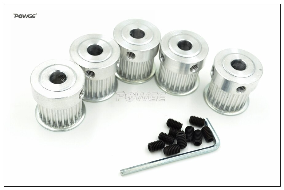 POWGE 5pcs 24 Tanden 3M Tandriemschijf Boring 5/6/6.35/8/10/ 12/14mm + 5meter W = 15mm HTD 3M PU Distributieriem 24 T 24 tanden 3M Katrol