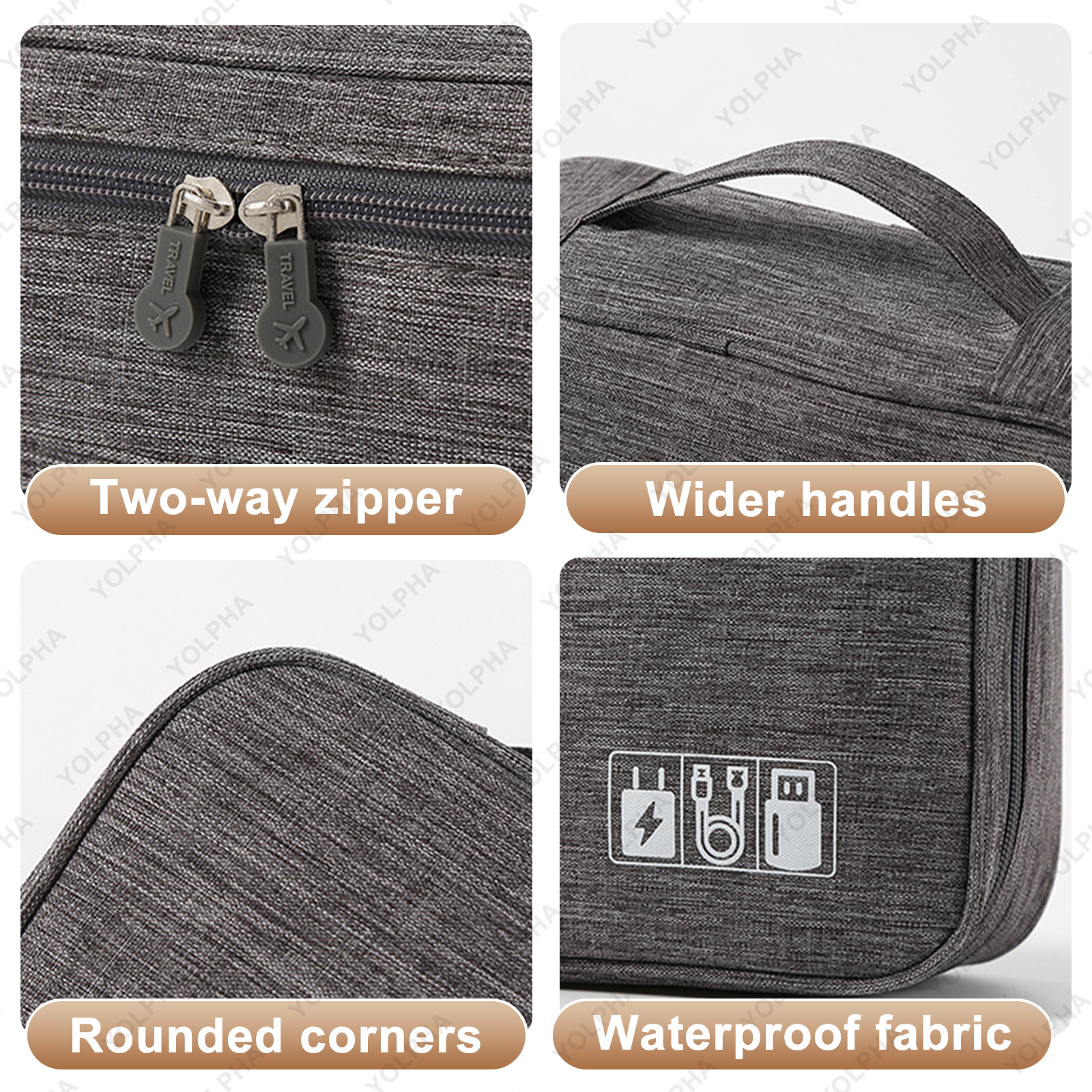 Bolsa organizadora de cables de viaje, estuche para accesorios electrónicos, bolsa de almacenamiento de cables portátil de doble capa para cargador de teléfono, FlashDrive