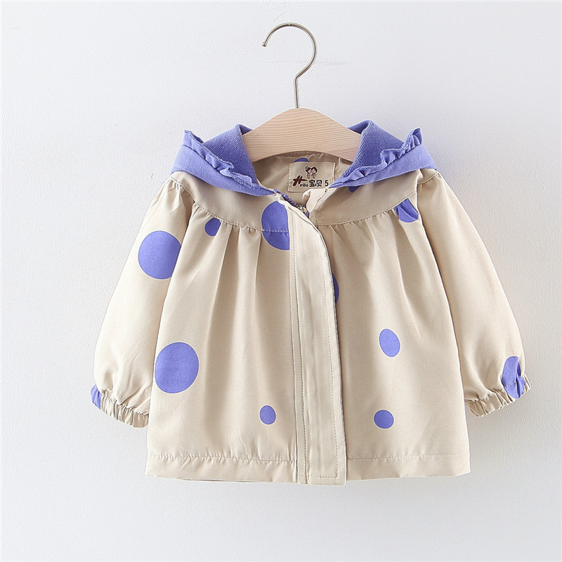 Lente Herfst Nappy Baby Jongen Meisje Dot Jas Lange Mouwen Hooded Windbreaker