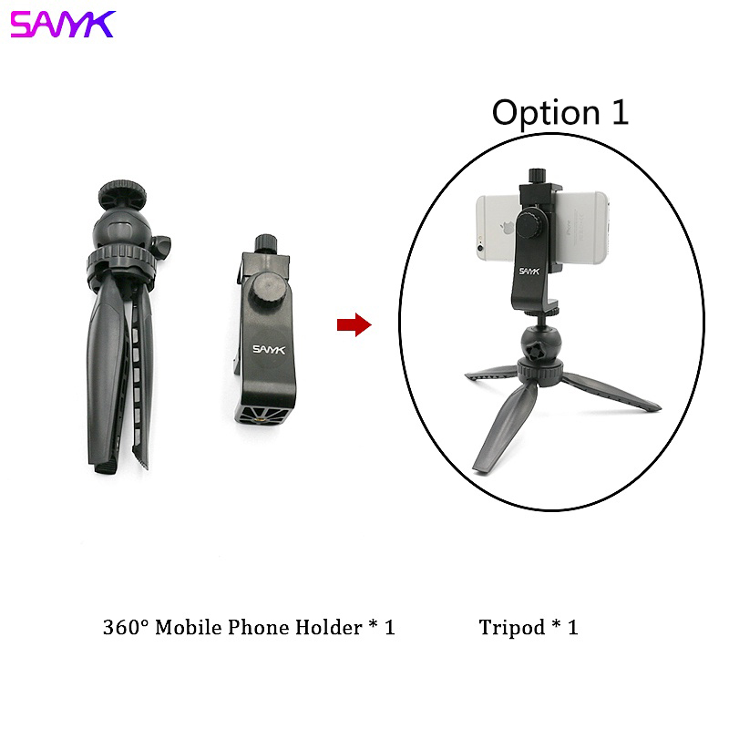 SANYK Mobile Phone Stabilizer Anti-shake Handheld Vlogging Kit Photography Tripod With Microphone Led Light For Video Shooting: Option 1