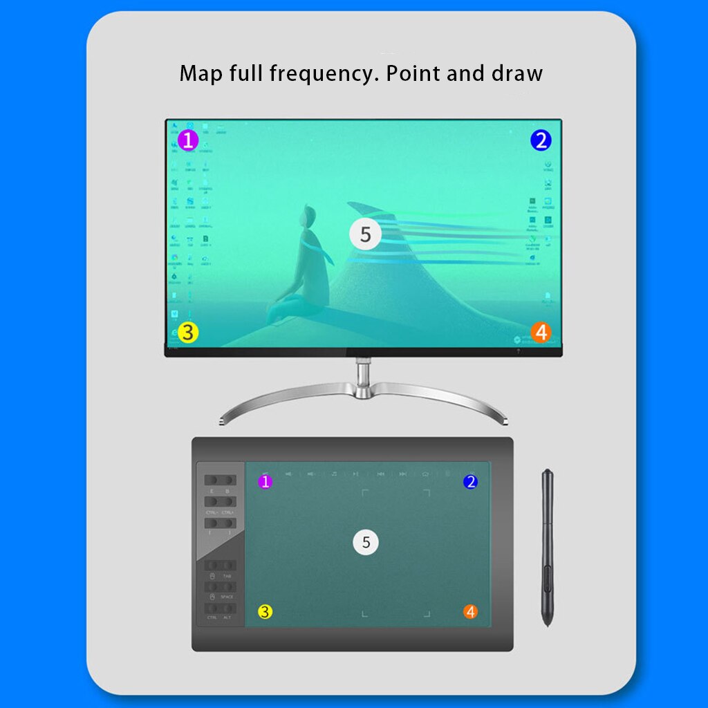 VINSA VIN1060PLUS Graphic Drawing Tablet 8192 Levels of Pressure Digital Pen Tablet with Battery-Free Stylus 14inch