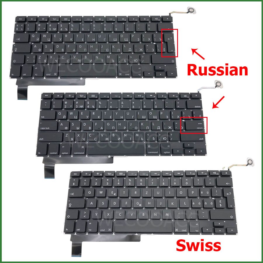 Laptop nowa klawiatura A1286 dla Macbook Pro 15 &quot;A1286 wymiana klawiatury UK US FR ES PT RU DE CH HU układ 2009 2010 2011 2012
