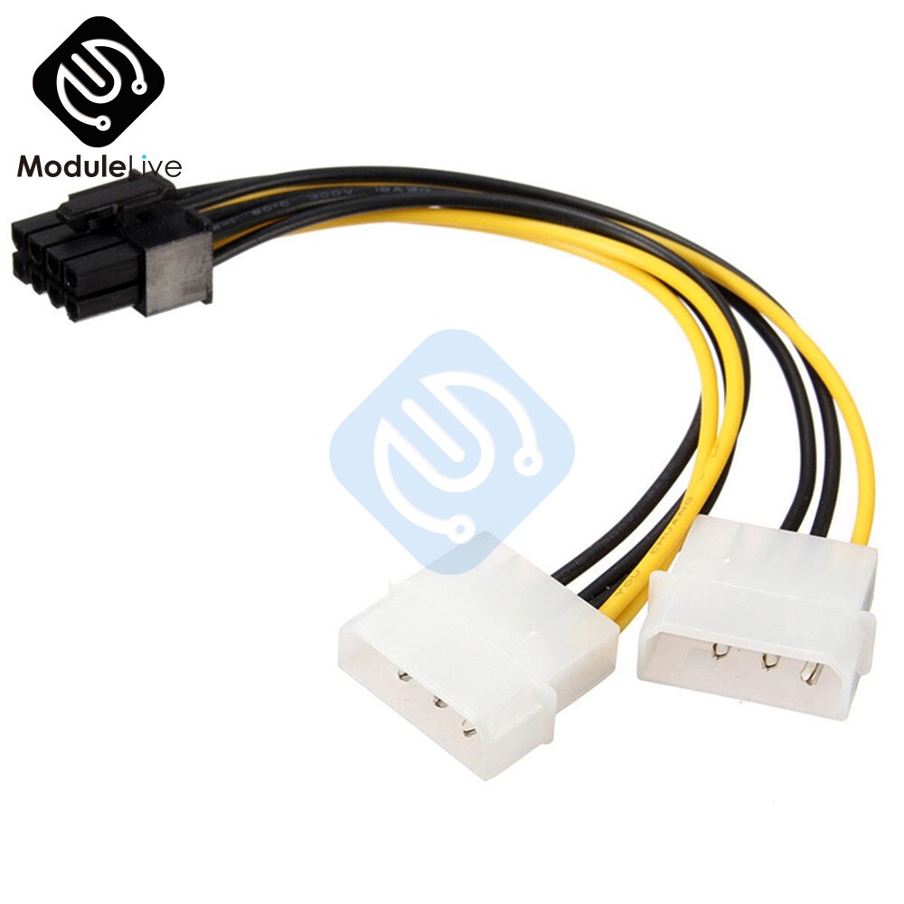 Dual Molex LP4 4 Pin to 8 Pin PCI-E Express Converter Adapter Power Cable Wire Connector Line Tools