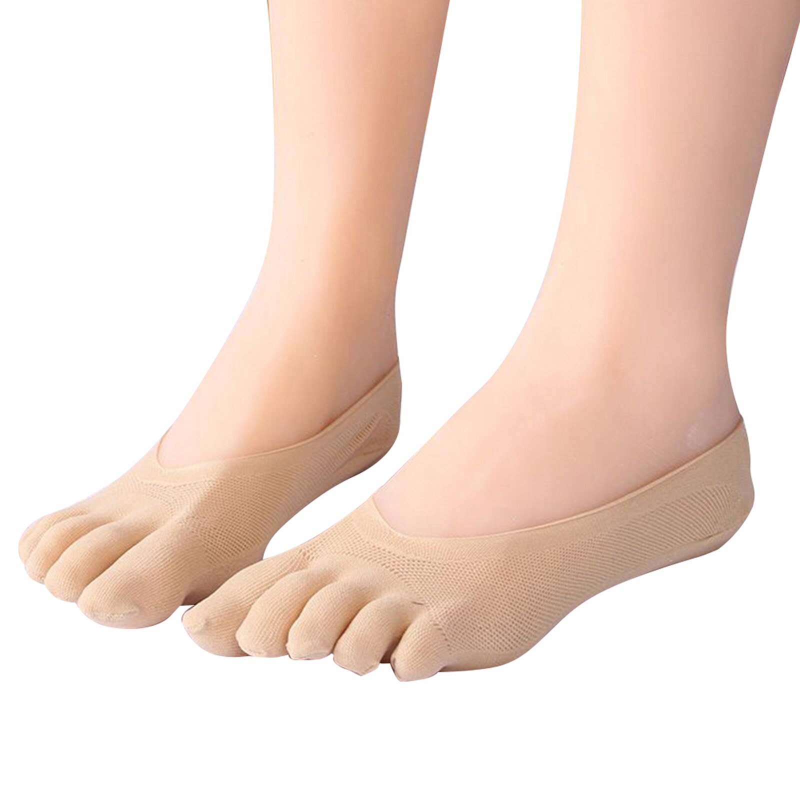 5 Pairs Five Toe Breathable Socks Comfortable Non-Slip Low-Cut Liner Invisible Toe Socks for Women Relieve Toe Pain