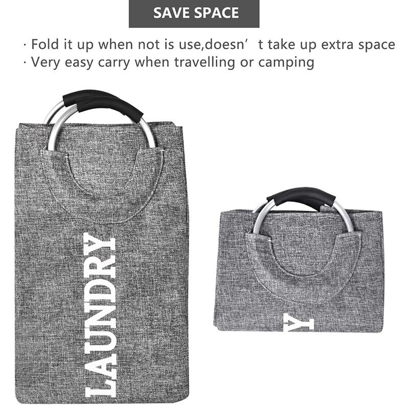 Haundry Large Laundry Hamper Bag with Handles, Collapsible,Self-Standing Modern Laundry Basket for Dorm Room