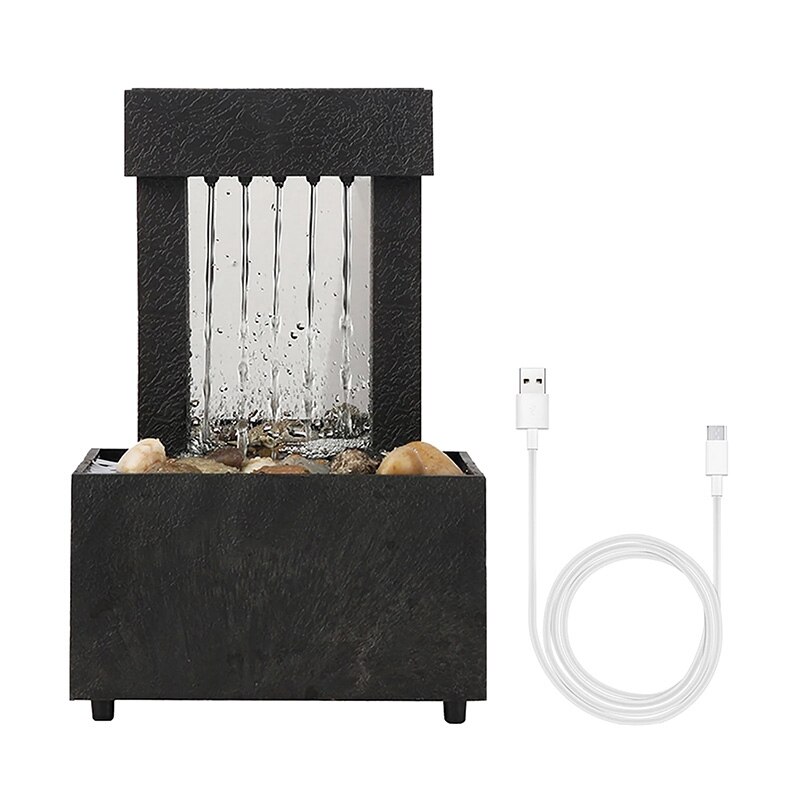 Fontaine de méditation Zen en pavé avec lumière led, décoration de maison, ornement apaisant, fontaine de bureau, cascade intérieure, vie Miniature: Default Title