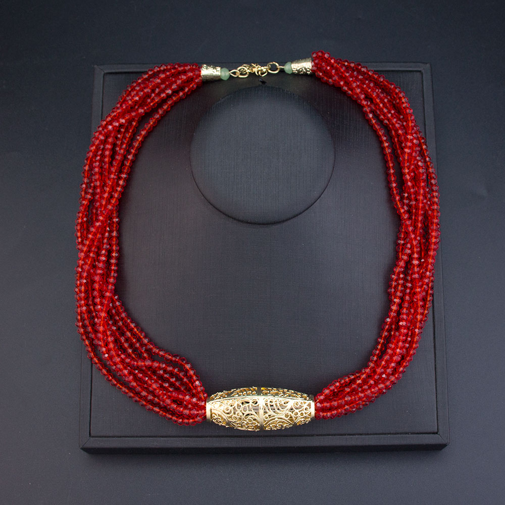 Sunspicems arabischer brautschmuck, kristallperlen-choker-halskette für damen, hochzeitsschmuck, goldfarben, marokkanisches design: Rhodiniert