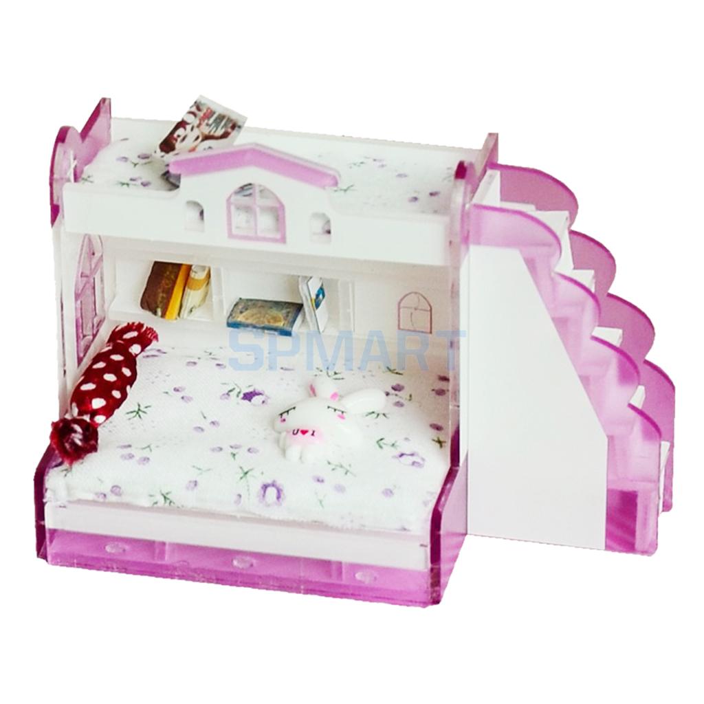 1/12 skala Dollhouse Miniatur Doppel Etagen Bett Modell für Puppen Haus Schlafzimmer Möbel Leben Szenen Dekoration Zimmer Zubehör #2