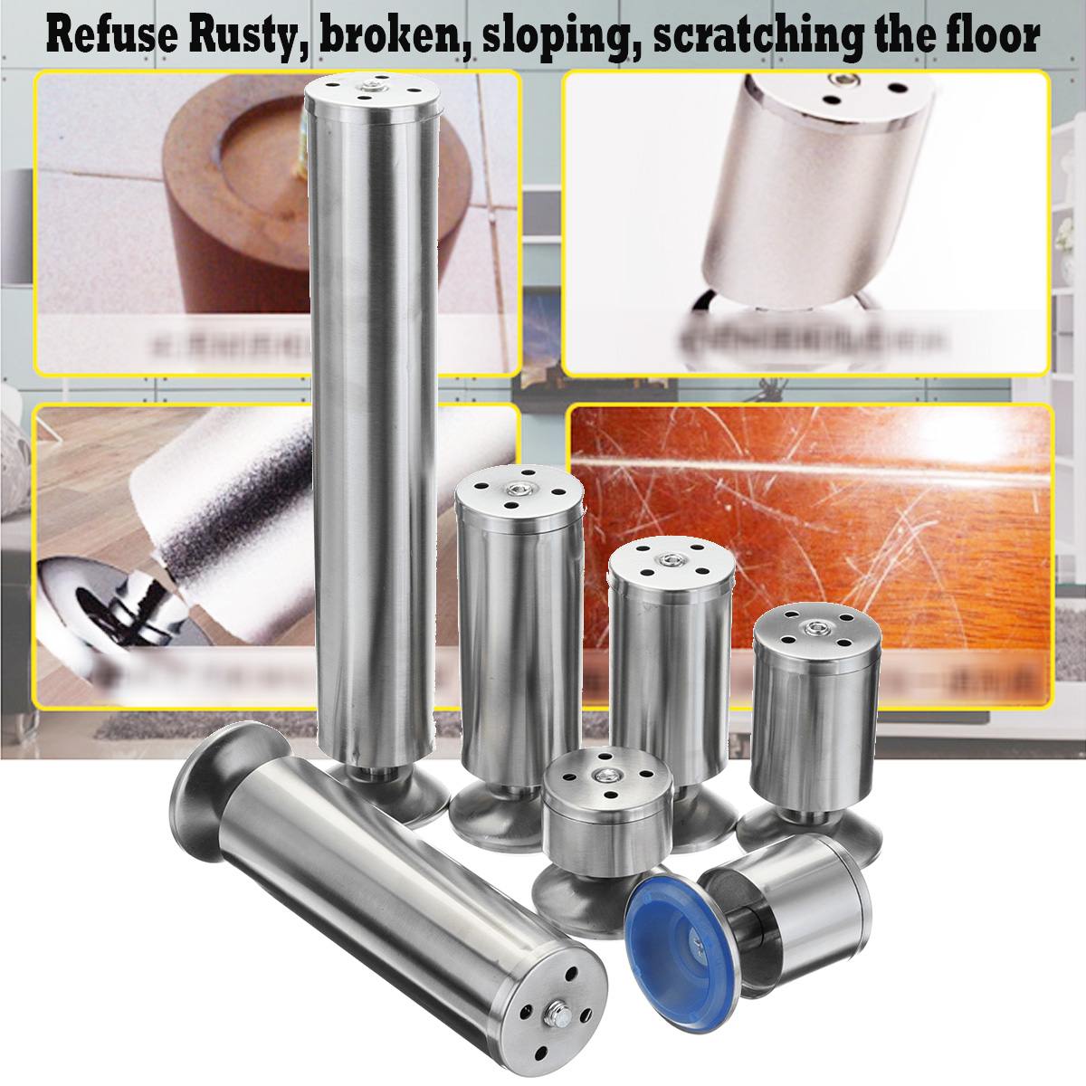 4Pcs Adjustable Stainless Steel Sofa Legs Replacement Furniture Feets Replacace Chair Table Desk Cabinet Leg 60-300cm