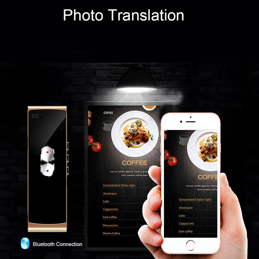 Bluetooth Smart Voice Speech Translator Two-Way Real Time 40+ Multi-Language Translation For Learning Travel Business Meeting