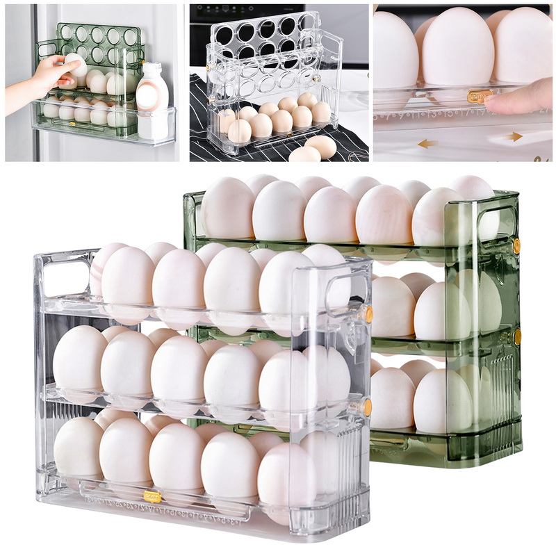 30 Roosters Ei Opbergdoos Koelkast Omkeerbare Kartonnen Huis Keuken Lade Multi-Layer Rack Organizer Timing Houder Container Bak
