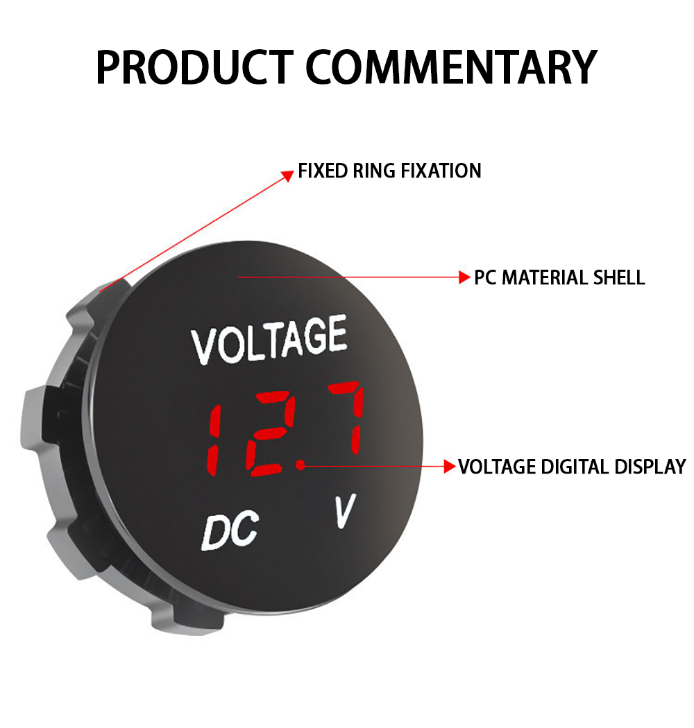 DC 5V-48V LED Mini Runde Wasserdichte Motorboot Motorrad Tafel Digital Voltmeter Tester Monitor Anzeige Voltmeter