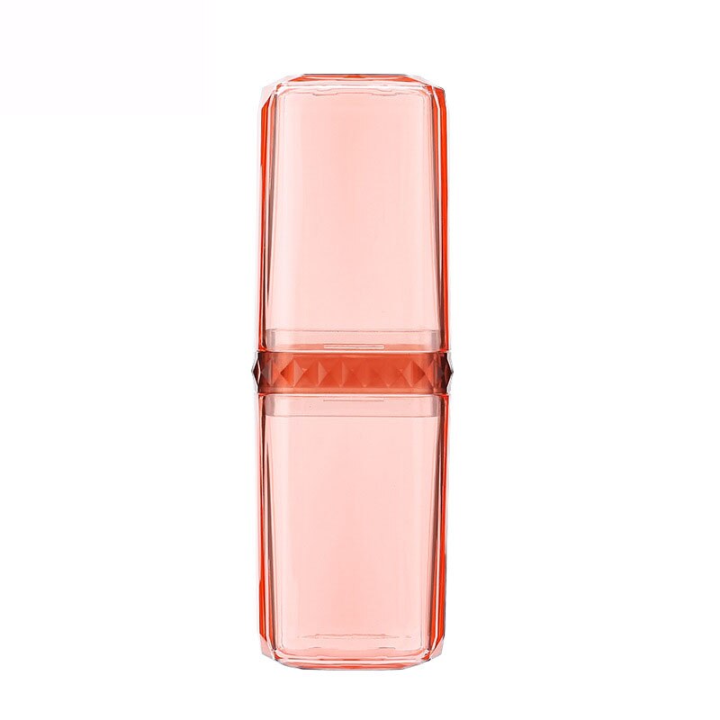 Taza de lavado de viaje, artículos de tocador de viaje portátil, pasta dental, cepillo de dientes, partición de caja de almacenamiento exterior, juegos de accesorios para baño: Simple-orange