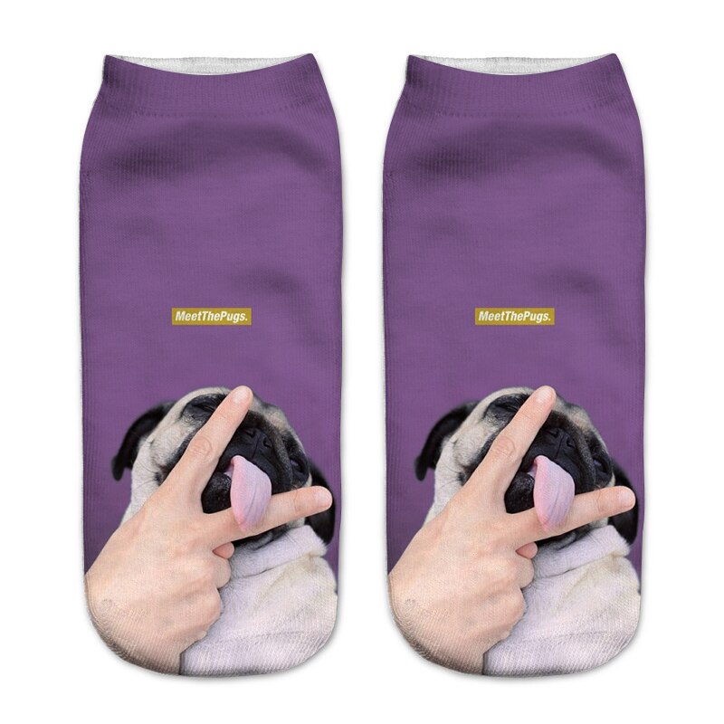 3D Printing Women Socks Unisex Socks Meias Feminina Funny Low Ankle pug Socks