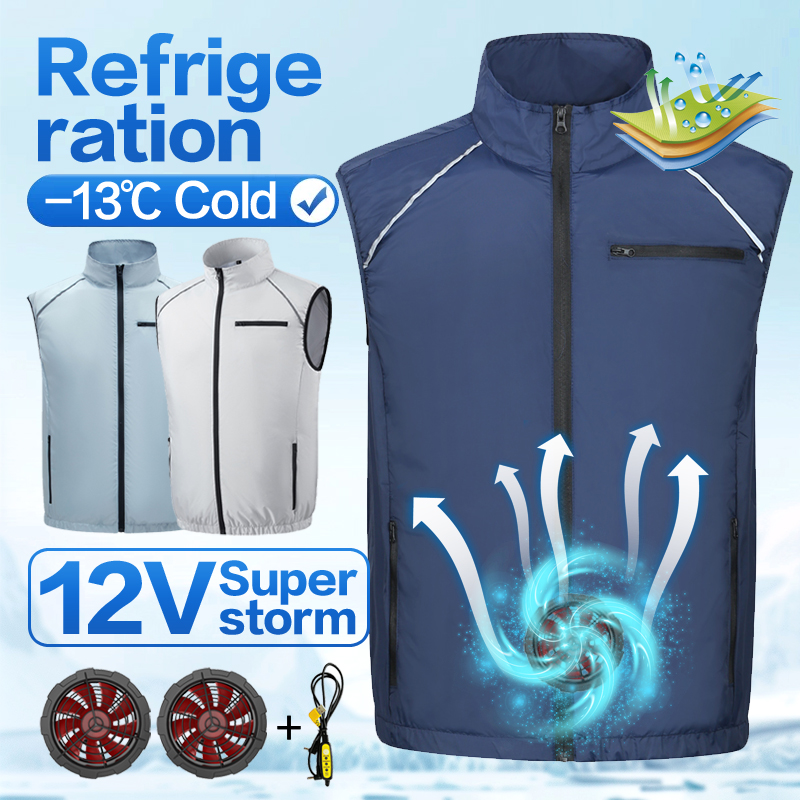 Kleding met ventilator voor airconditioning - Lichte stijl voor heren en dames, voor koeling, met ventilatoren en bescherming tegen de zon. Buitenvissen