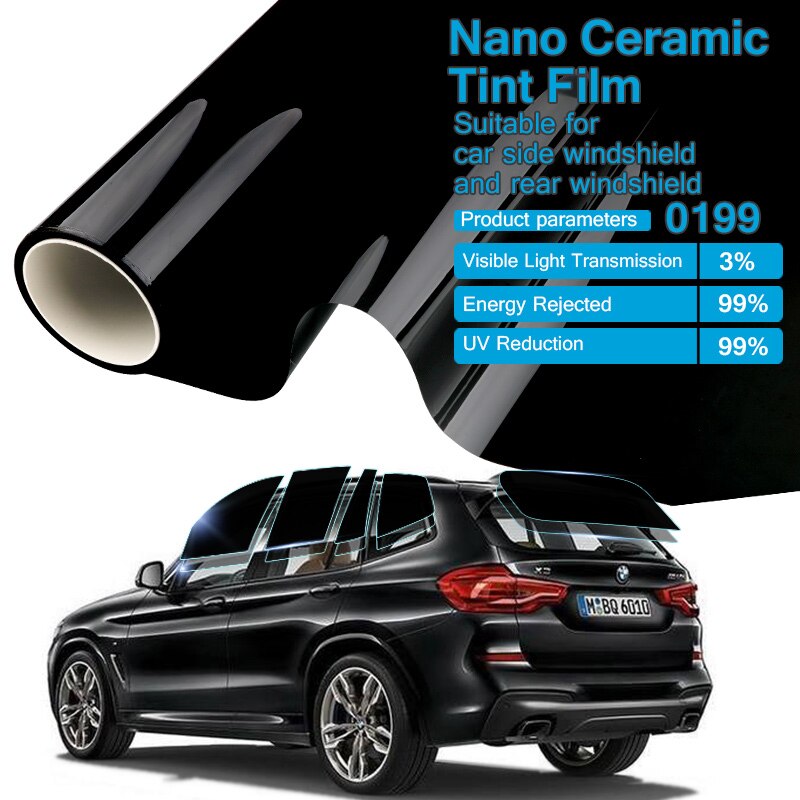 VLT 3% Many size Nano Ceramic solar tint film Car window glass film Adhesive Film Solar Tint UV Rejection film