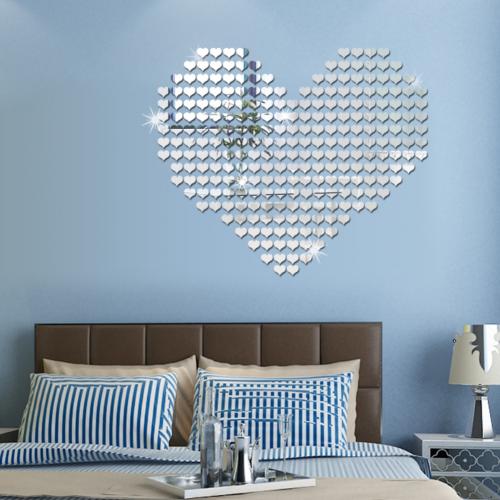 Acryl spiegel muurstickers slaapkamer tv muur 3d muurstickers mozaïek achtergrond stickers doe-het-zelf kunst muurdecoratie: Zilver