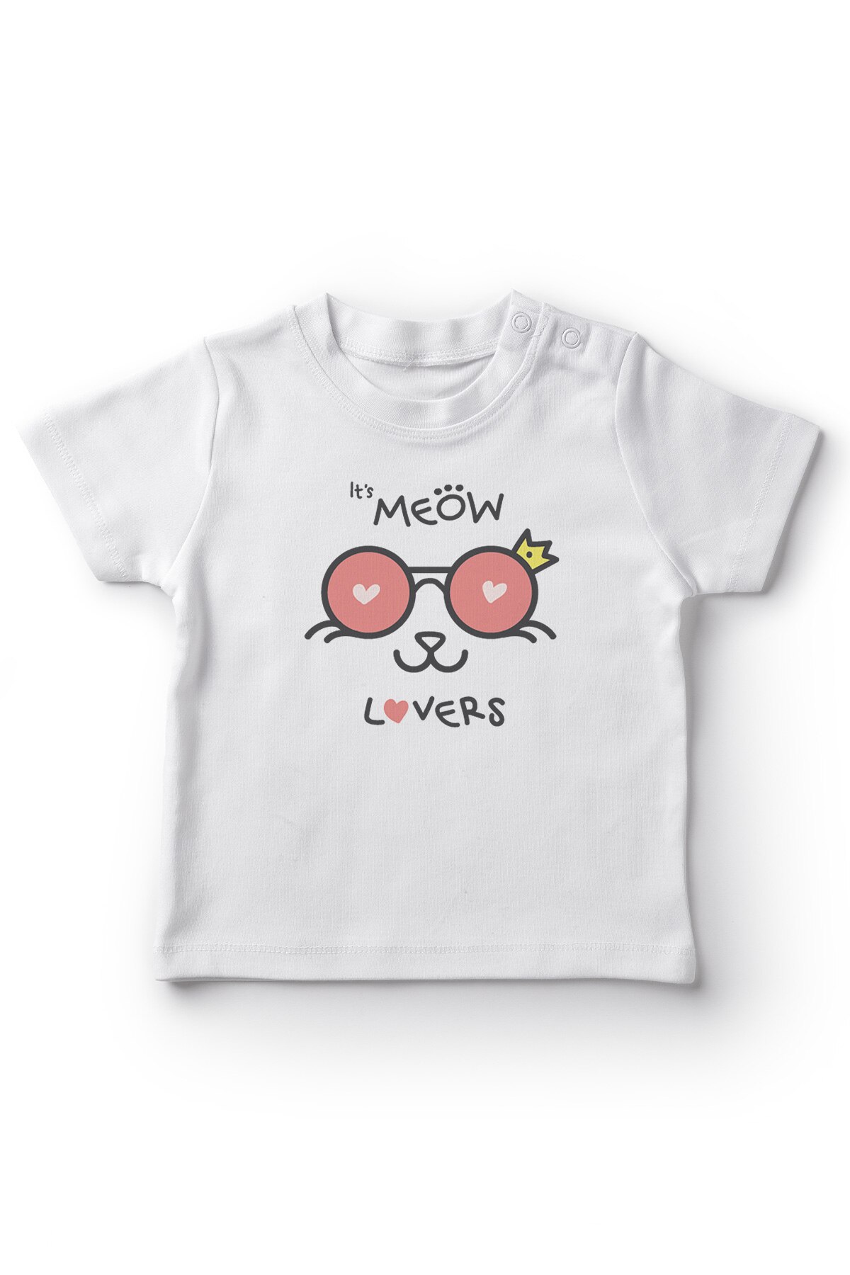 Angemiel baby mewed in love cats meisjes baby t-shirt wit