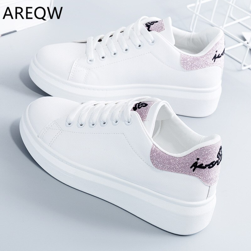 Modieuze witte schoenen dames leren veterschoenen dames witte flats casual schoenen vrouwelijke wandelsneakers