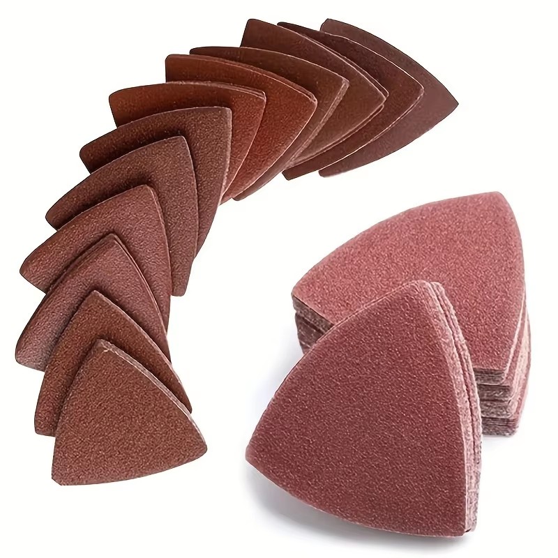 30 peças lixa de papel 90mm gancho triangular e laço lixa de ligação triangular oscilação multi-ferramenta lixa multi-grit