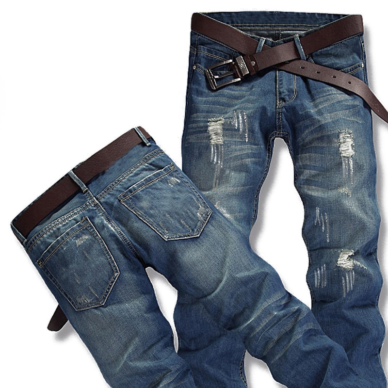 Jeans katoenen heren lange denim broek grote maat 28-42 beschadigd cool casual stretch heren jeans