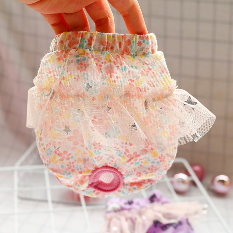 Pet Physiological Pants Diaper Sanitary Reusable Female Dog Shorts Panties Menstruation Underwear Briefs Lovely Dog Pants: Colorful floral / XS