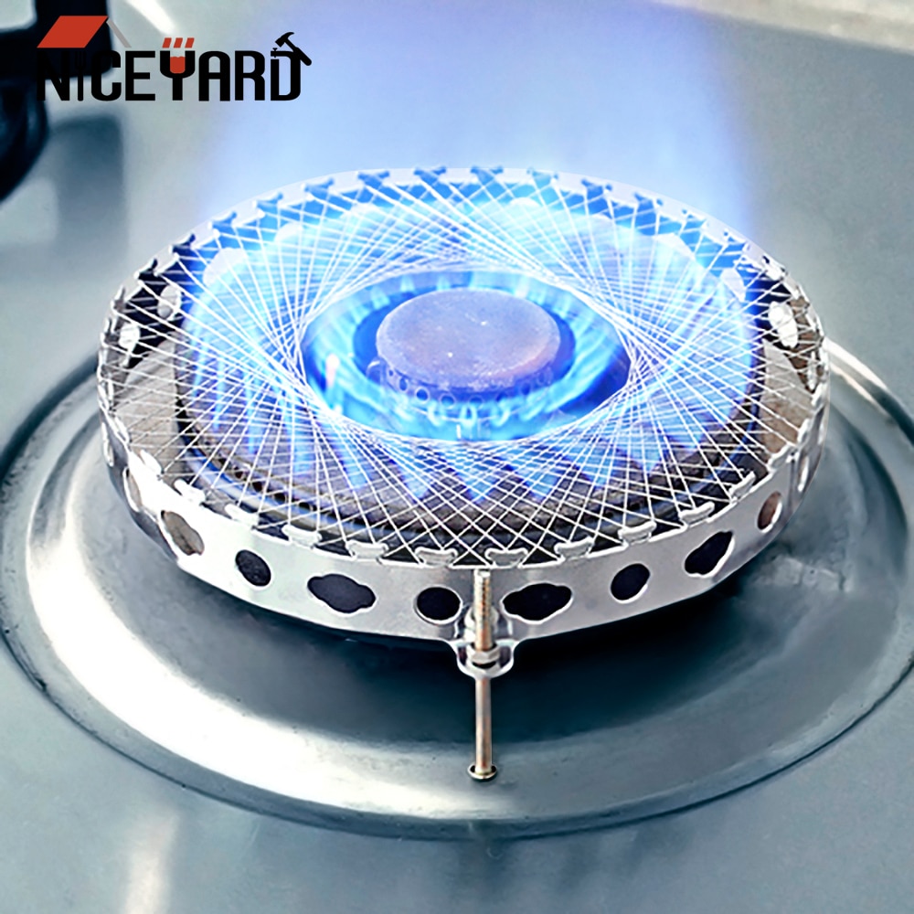 Filet de poêle à gaz en maille ronde, économie d&#39;énergie, adaptateur de support de Pot, en acier inoxydable, couvercle coupe-vent, accessoires de poêle