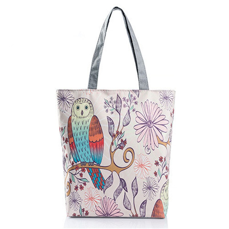 Bloemen En Uil Gedrukt Vrouwen Casual Tote Vrouwelijke Dagelijks Gebruik Vrouwelijke Boodschappentas Dames Single Schouder Handtas Eenvoudige Strand tas