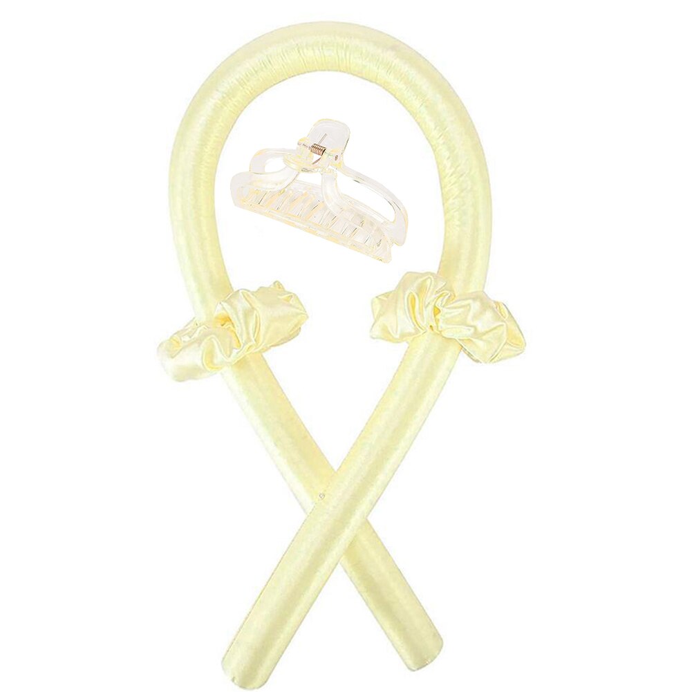 Heatless Curling Rod Headband No Heat Curls Ribbon Hair Rollers Sleeping Soft Headband Hair Curlers Ribbon Hair Styling Tools: Yellow style2