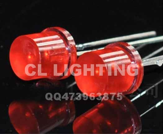Dip 5mm flad top led rød diffus lysdiode 620-625nm 1.8-2.2nm