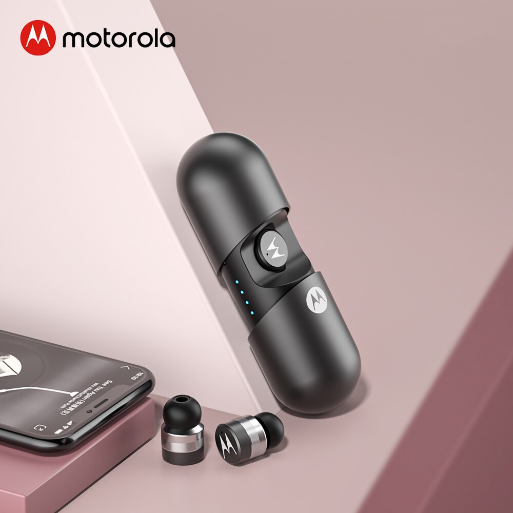 Motorola vervebuds 400 ture trådløse bluetooth øretelefoner mini øretelefoner headset ipx 6 vandtæt til huawei xiaomi vervebuds 400: Sort