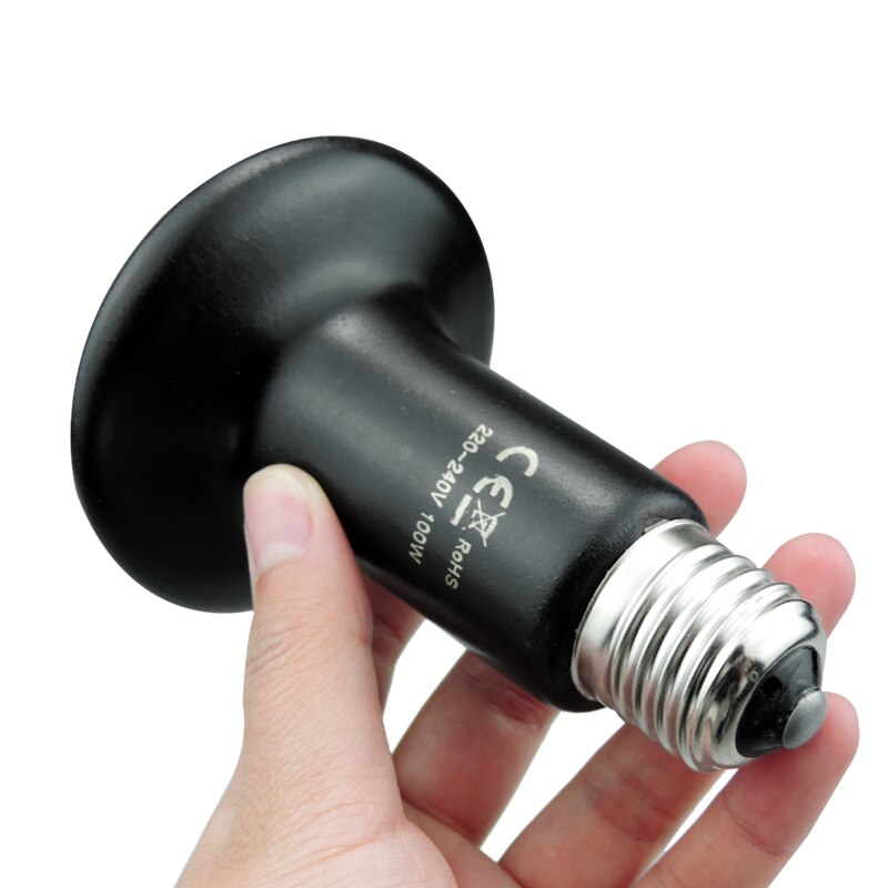 Reptile Heat Lamp Ceramic Heat Bulb No Light Emitting 100W for Amphibian Pet & Incubating Chicken @LS