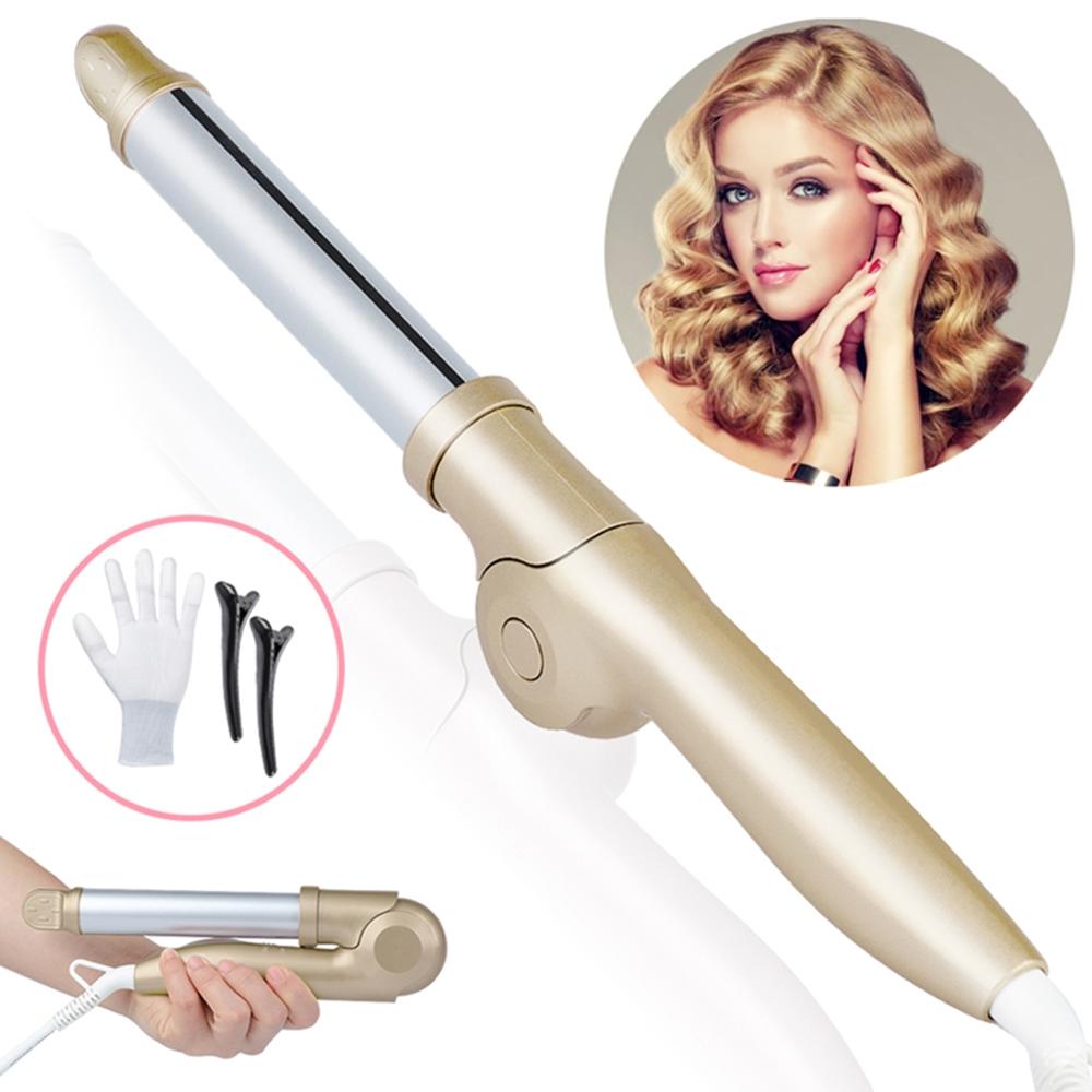 Hair Curling Iron Electric Multifunctional Hair Curler Styler Hair Waver Styling Tools Beauty Rotating Heating Hair: champagne / US