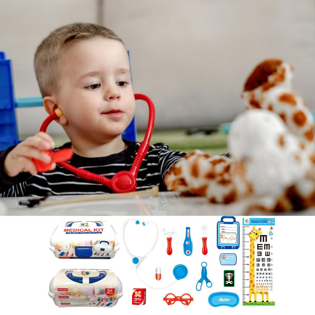 Kinderen Arts Speelgoed Kit Elektronische Stethoscoop 16 Apparatuur Met Opbergdoos Otoscoop Klinische Thermometer Dental Spiegel