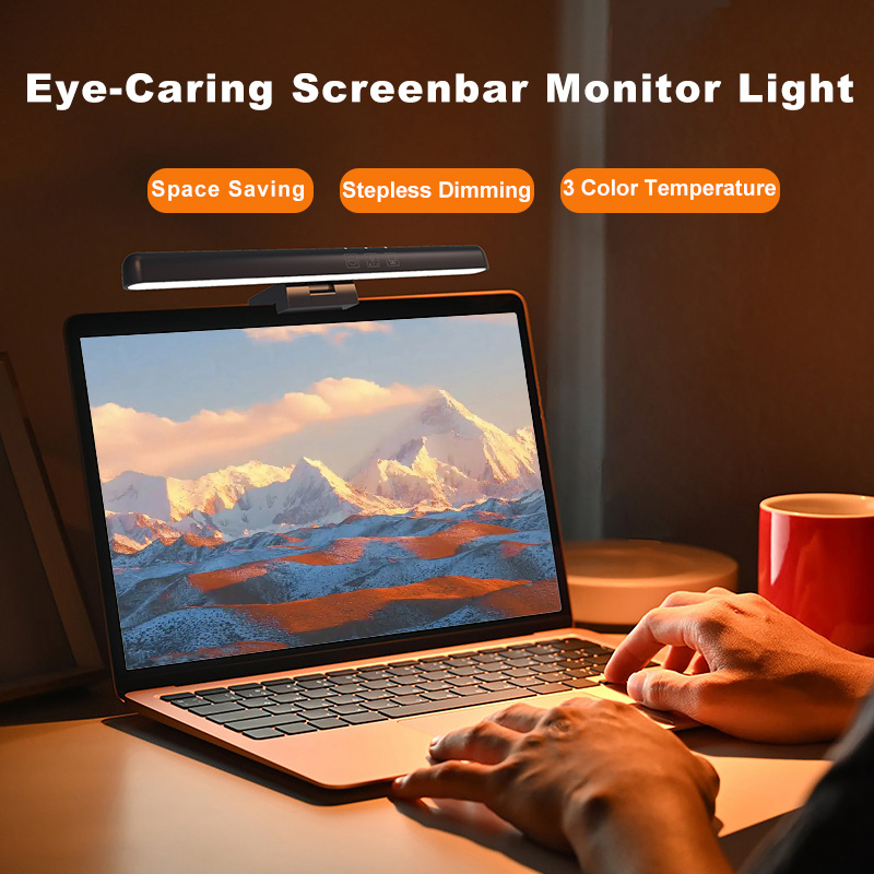 Barra de luz para monitor de computador, controle remoto sem fio, interruptor dimmer de lâmpada de tela múltipla, alimentado por USB, luz suspensa LED de leitura eletrônica