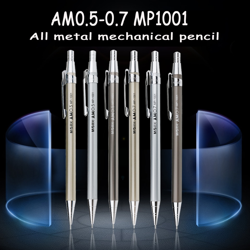 2 stk/parti fuldmetal m & g mekanisk blyant 0.5 ~ 0.7mm til maling og skrivning af skoleartikler