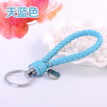 Double Loop Rhinestone Crystal Keychain Horseshoe Buckle Metal Car Key Pendant General Multicolor Hanging: Blue 2