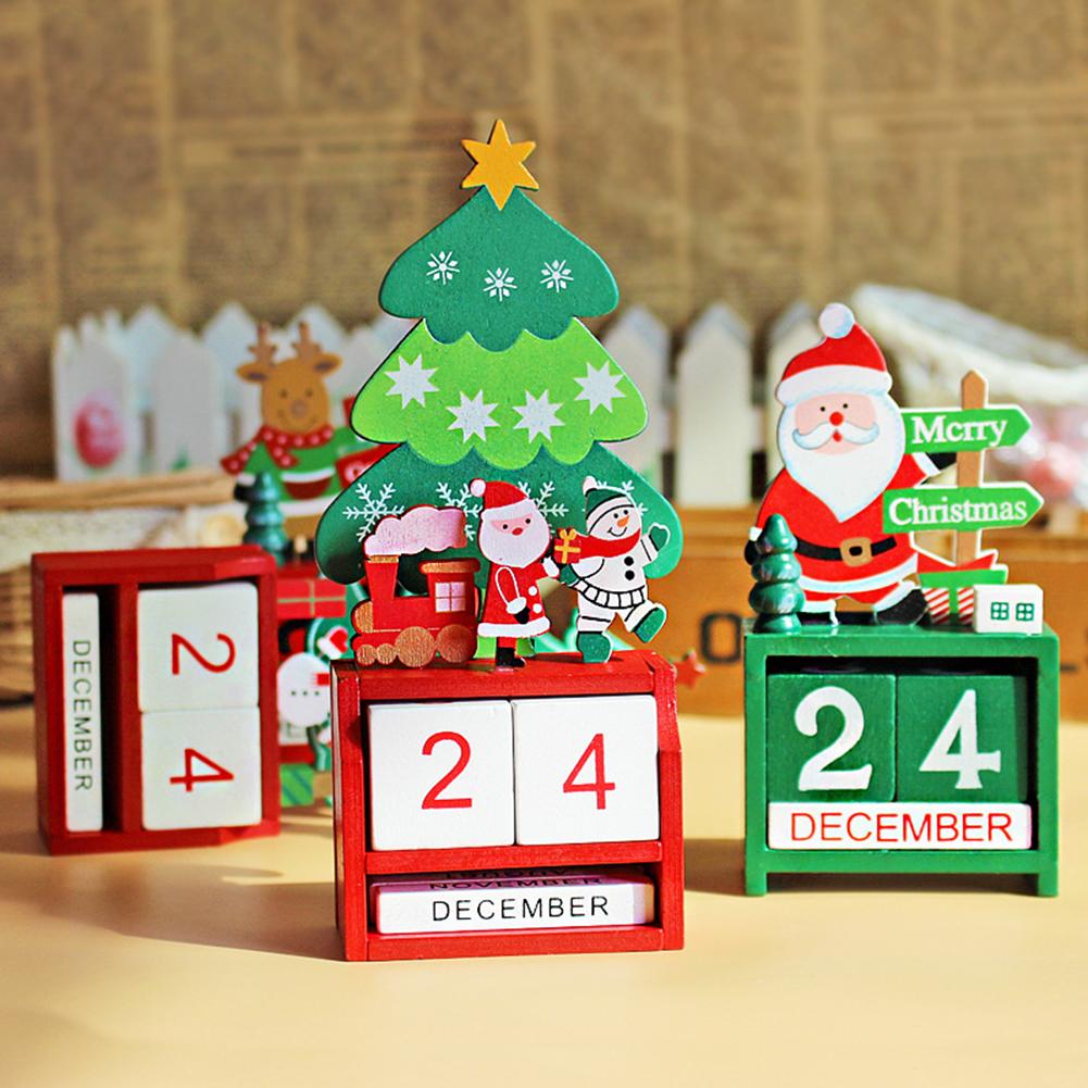 Kerst Houten Santa Sneeuwpop Elanden Trein Countdown Kalender Ornament Xmas Home Decor Accessoires Party Supply Bruiloft Benodigdheden